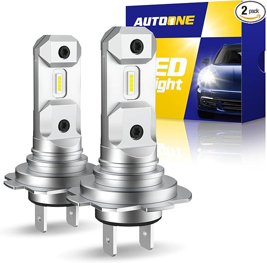 AUTOONE H7 LED Light Bulbs, 1:1 Mini Size, 60,000LM Brightness, No Flicker 6000K Cool White, Easy 3 Min Plug and Play, IP68 Rated, Long Lifespan, 2 PCS