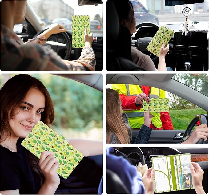 Car Registration and Insurance Card Holder, Document Holder for Cards, Driver Vehicle License Document Glove Box Compartment Organizer, Car Essentials For Women