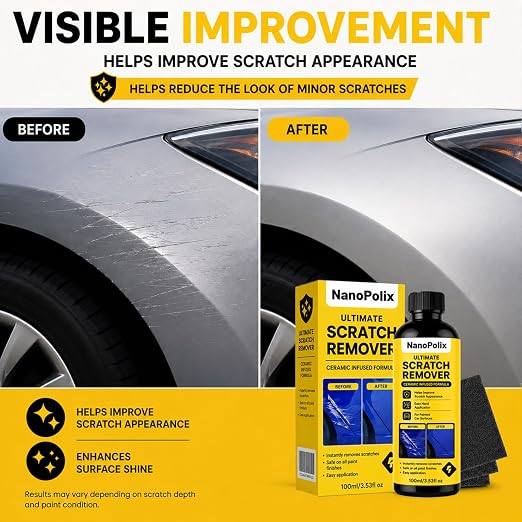 Scratch Remover, Car Paint Repair Paste for Light Scratches, Swirl Marks, Scuffs & Water Spots, Polishing Compound Restores Shine, Safe for All Paint Colors, 100ml with 3 Cloths (1)