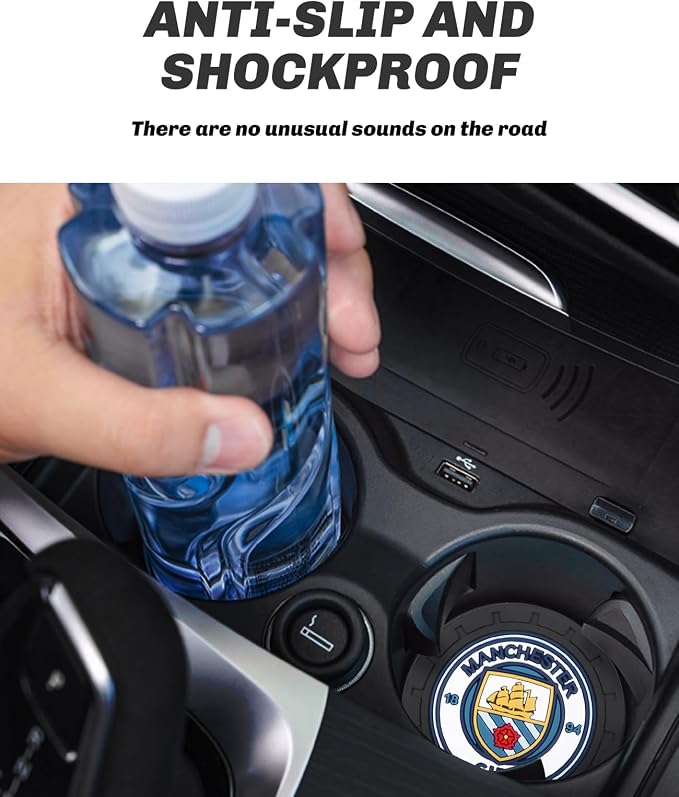 Cup Holder Insert Coaster for Manchester City UEFA UCL Fans,Anti Slip Car Cup Coaster Interior Accessories