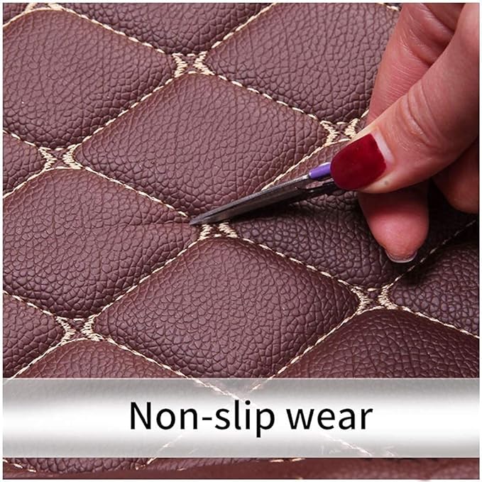 Custom Fit Car Floor Mats - Full Coverage Automotive Leather Floor Liners for Most Vehicles by MingyunSM (red & Beige)