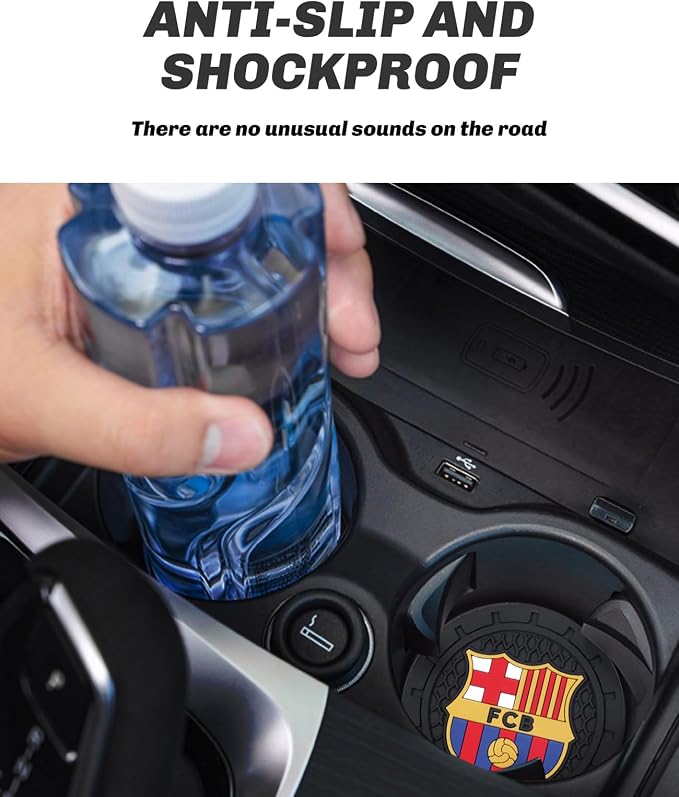 Cup Holder Insert Coaster for FC Barcelona UEFA UCL Fans,Anti Slip Car Cup Coaster Interior Accessories