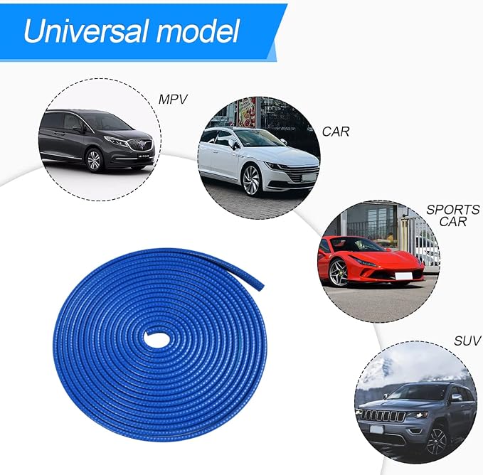 Car Door Edge Guards, 16Ft Universal Rubber Seal Protector U Shape Edge Trim Car Door Edge Protection for Most Car, Aluminum Boat Edge Guards (Blue/16FT) | Universal fit, most cars/SUVs/trucks, rubber seal, press-on channel, no glue, check thick strips...