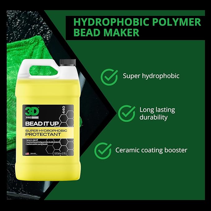 3D Bead It Up Ceramic Coating Booster Spray - Super Hydrophobic Bead Maker - Polymer Paint Protectant & Sealant 1 Gallon