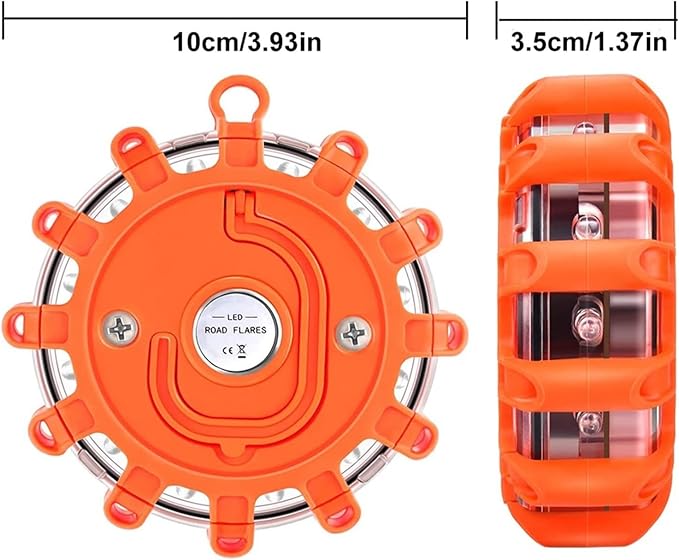 1pc 3pcs 6pcs 8/12 Led Flares Emergency Lights Roadside Safety Beacon Flashing Warning Flare Kit With Magnetic Warning Flasher(1pc 8 led)