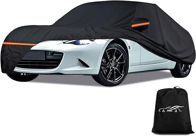 Amooca Heavy-Duty Car Covers Custom Fit for Mazda MX-5 Miata (1989-2024) Waterproof Sun-Proof All Weather for Automobiles Snow Cover 420D with Door Zipper Cotton Lining