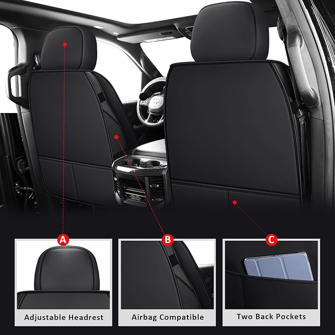 MIROZO Front Silverado Seat Covers, 2PCS Truck Seat Cover Waterproof Car Seat Protecor Compatible with 2007-2026 Chevy Silverado GMC Sierra 1500 2500HD 3500HD Automotive Seat Covers (Blue,2PCS Front)