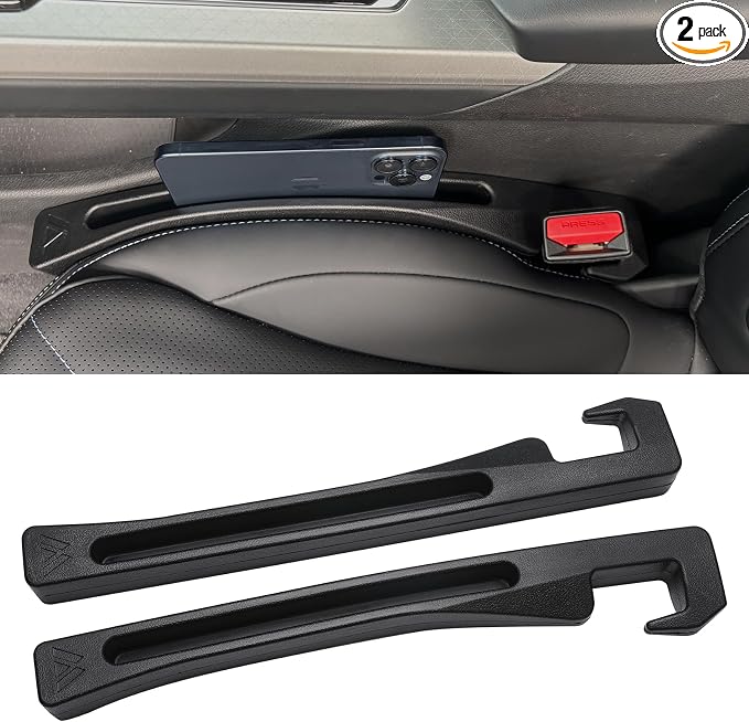 Car Seat Gap Filler Universal Fit Gap Filler Organizer Stop Things from Dropping for Car Trunk SUV, Black, Pack of 2