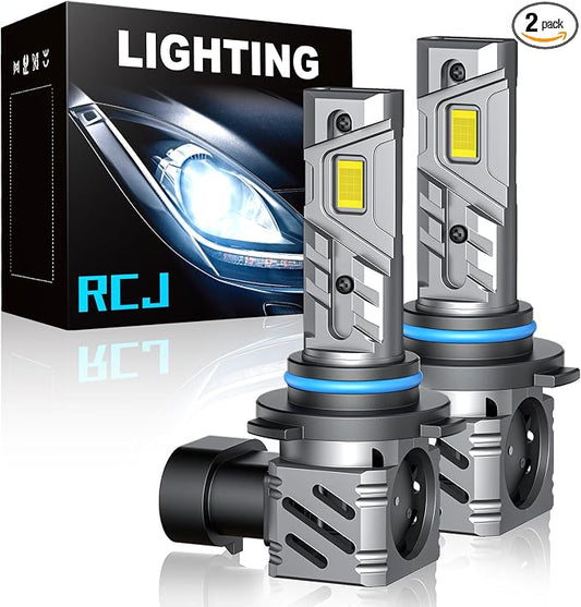 RCJ 9005/HB3 LED Fog Light Bulbs, 2025 Updated 35000LM 6000K Cool White with Fan, Plug-N-Play, Pack of 2