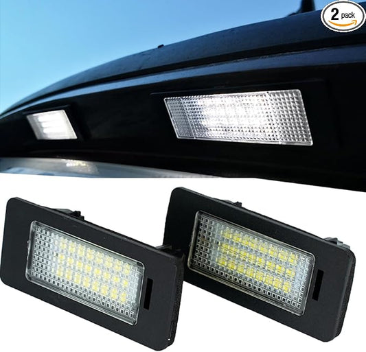 AUTOXBERT 2PCS LED License Plate Light Lamp for BMW 1 3 5 X Series E82 E88 E90 E91 E92 E93 E39 E60 E61 X1 X3 X5 X6 Rear Tag Lights Assembly Replacement, 6000K Xenon White&Error Free