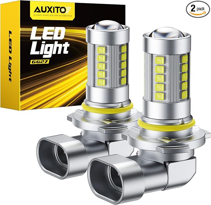 AUXITO 9145 9140 H10 LED Fog Light Bulbs, 6500K Cool White CSP LED Fog Lights, True 1:1 Mini Size Replacement Fog Bulb, 360° Full Illumination, Play and Plug, Pack of 2