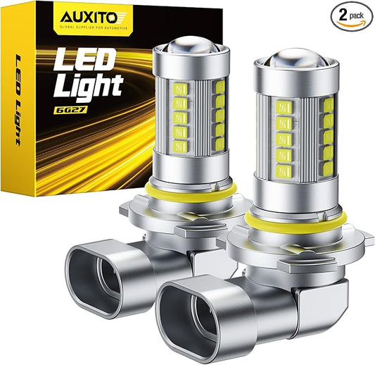 AUXITO 9145 9140 H10 LED Fog Light Bulbs, 6500K Cool White CSP LED Fog Lights, True 1:1 Mini Size Replacement Fog Bulb, 360° Full Illumination, Play and Plug, Pack of 2