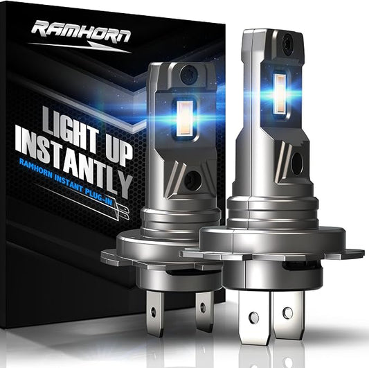 RAMHORN H7 Light Bulbs, 300% Brightness, No Adapter Required 1:1 Size, Plug-N-Play, Non-Polarity Fog Light, Pack of 2