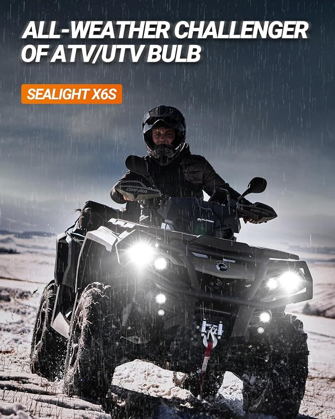 SEALIGHT H7 Led Bulbs, 900% Brightness H7 Led Light Bulbs, 6000K Cool White H7 lLght Bulbs with 25000RPM Fan, Plug and Play ATV/UTV, 10-Year Extended Lifespan IP68 Waterproof, Pack of 2