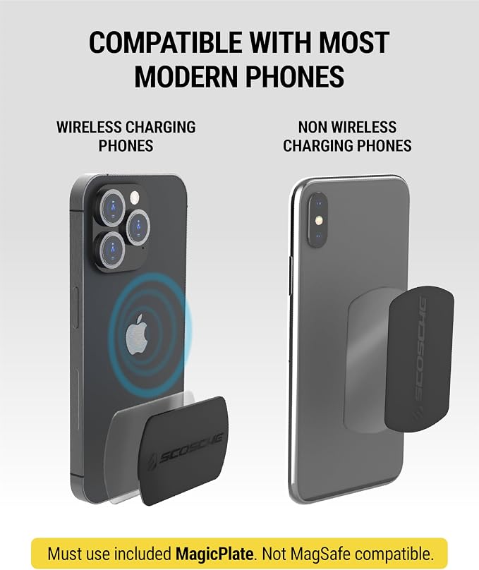 Scosche Magnetic Phone Holder for Car Dashboard with Extra Strong Magnet, Thick Metal Plate & 360° Rotation, Secure Cell Phone Car Mount for Large Phones Compatible with iPhone, Samsung, Not MagSafe