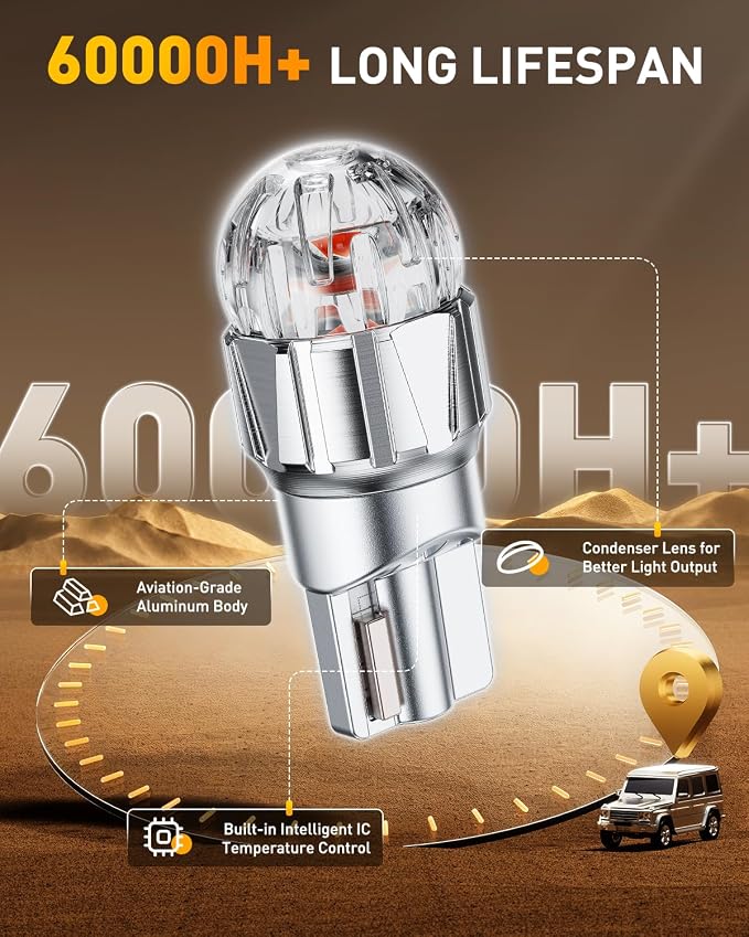 OXILAM 194 LED Bulb Red 700% Brighter T10 168 2825 W5W LED Bulbs Canbus Error Free for Dome Map Door Courtesy License Plate Trunk Cargo Interior Lights, Pack of 2