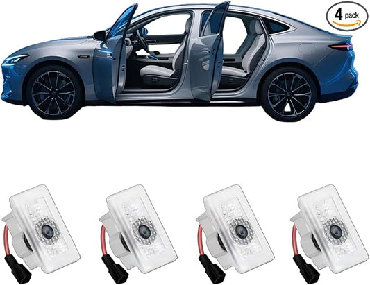 Upgraded Door Logo Lights, Compatible with Model Y 3 X S, Aluminum Alloy Welcome Lights, Never-Fade HD Projection Puddle Lights, Easy Plug & Play Installation Car Accessories（4PCS）