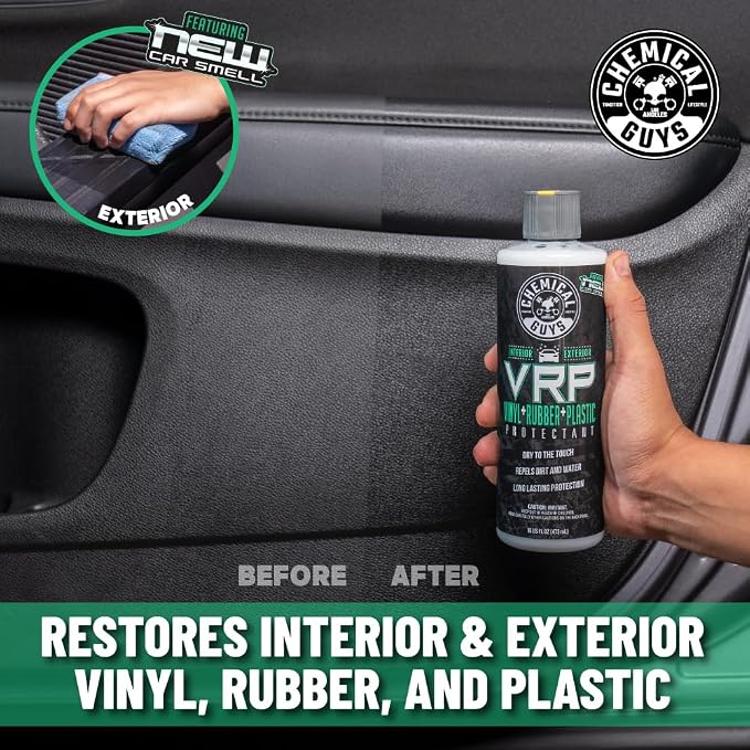 Chemical Guys, VRP Vinyl, Rubber & Plastic Dressing, New Car Scent, 16 oz | Super shine dressing for tires, trim and more, safe for cars, trucks, SUVs, & more, new car scent, use on engine bays