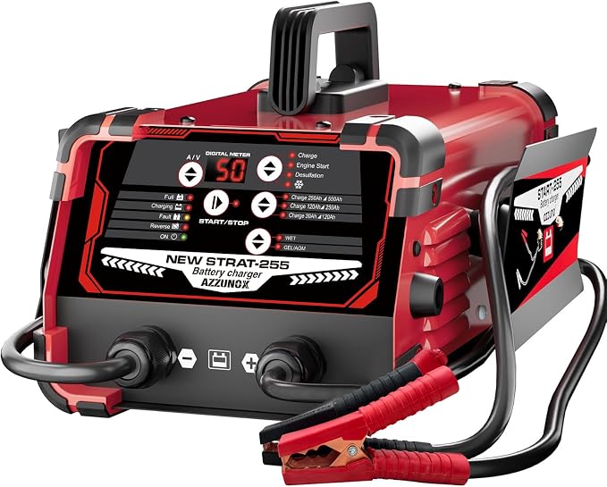 12V 24V Car Battery Charger & Engine Starter, Up to 50A Automatic Battery Maintainer 250A Cranking Amps