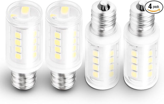 WE05X20431 WP22002263 Dryer Drum Light Bulb 2W White 6000K E12 Base, 4 Pack | Replace 10W 25W 40W, AC120V, 300lm, T6 Candelabra Base for G-E & Hot-point Dryer WE4M305 WP3395618 Water Dispenser Light Bulb