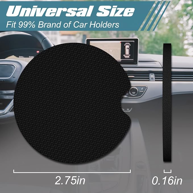 Aiawoxc Car Cup Holder Coasters, 2 Pack Universal Auto Anti Slip Insert Coaster with A Finger Notch, Cute Car Assecories for Women Men, Cup Mat for Most Interior, Pink Flower