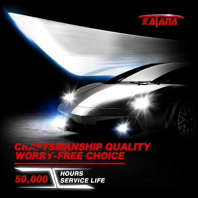 Katana 9005 9006 Bulbs Combo,HB3 HB4 800% Brightness 1:1 MIni Size Fog of 4 | Plug and Play,Cooling Fan,360°Beam Angle,6500K White