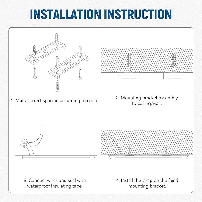 DAKASON 8-Pack 3FT LED Garage Lights Ceiling Mount, 3Foot LED Ceiling Light Fixture Flush Mount 24W 2880lm, Hardwired Flat Panel Light, Tube Light 3/4/5000K Adjustable