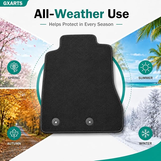 GXARTS Car Floor Mats Carpet Full Set All-Weather Protect Compatible with Toyota Tundra 2022 2023 2024 2025 | Waterproof Black Car Mats with Anti-Slip Backing
