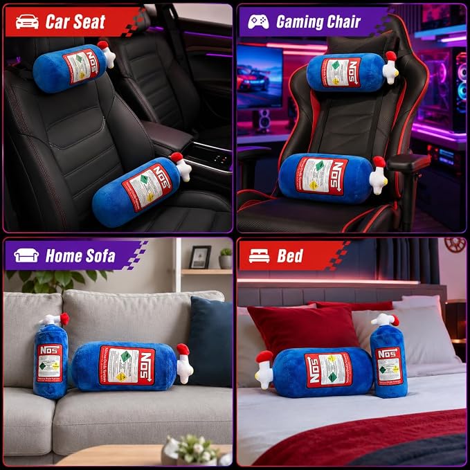 Car Neck Pillow NOS Pillow Bottle Car Headrest Pillow Soft Plush Neck Support Cushion for Driving, Office,Home,Party Decorations(11 inch&18 inch)