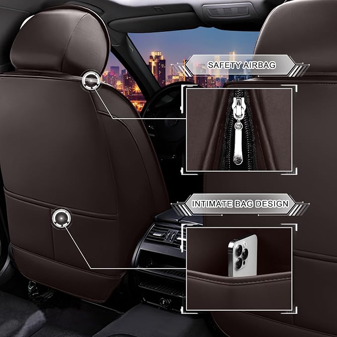 CTDS Car Seat Covers for Honda Civic 2000-2026, Stylish Sport Seat Cover, Premium Nappa Leather Car Seat Cover. Automobile Seat Covers Sets.(Luxury 2 Seats/Coffee Color)