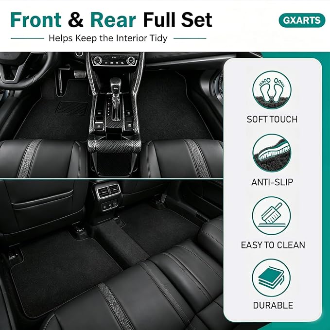 GXARTS Waterproof Car Floor Mats Velour Carpet Full Set Fit for Chevrolet Cruze Cruze NG Cruze Limited 2010 2011 2012 2013 2014 2015 2016 | All-Weather Protect ，with Anti-Skid Retaining Buckle