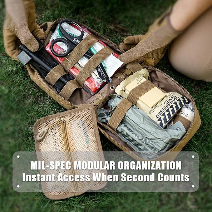 RHINO RESCUE IFAK Trauma Kit Pro with CAT Tourniquet (Coyote Brown) | TCCC Compliant, Combat-Proven, Tactical Molle Pouch, Professional First Aid Kit, Military Medical Kit, HSA/FSA Approved