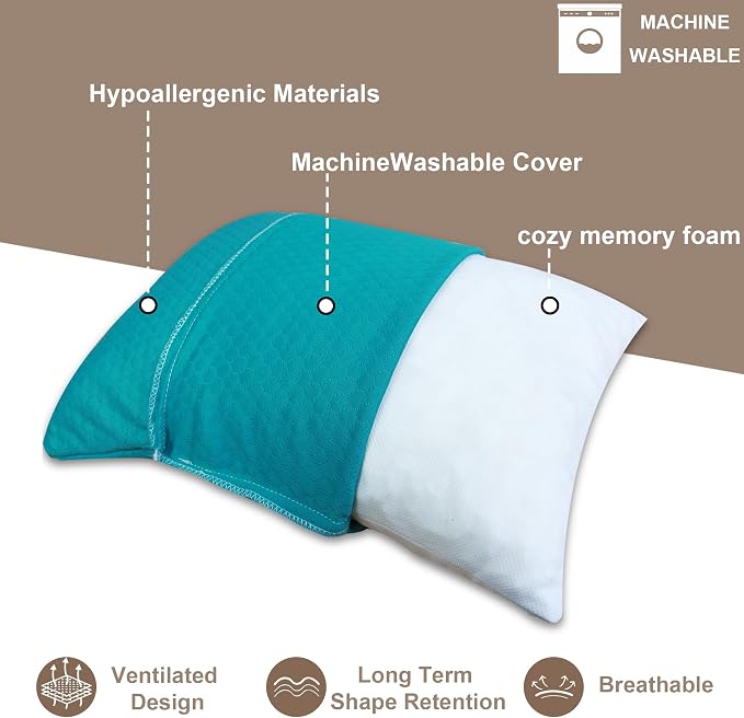 Travel Size Pillow Camping Pillow, Compressible Memory Foam Pillow, Breathable and Soft for Travel Airplane Car Hiking Outdoor
