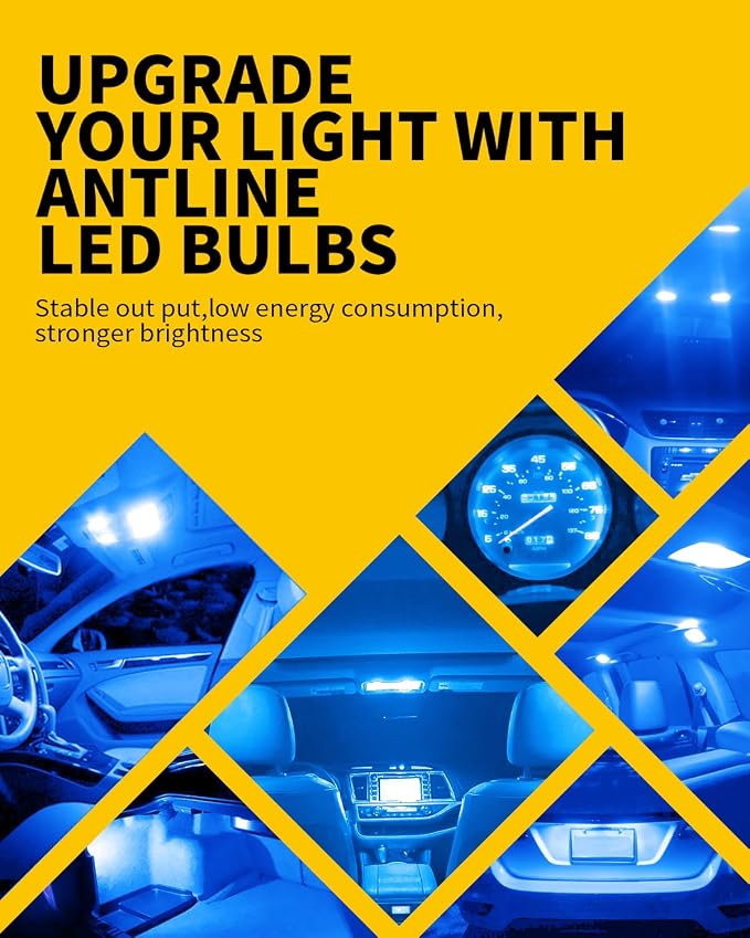 Antline 6614 6641 6612F 6615 F30-WHP TS-14V1CP 28MM 29MM 1.14”LED Bulb Ice Blue, Super Bright Canbus Error Free 12 Volt Replacements for Interior Dome Map Vanity Mirror Sun Visor Lights (Pack of 10)