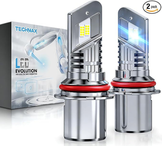 TECHMAX 9007 Light Bulbs, 9007 Fog Light Bulb w/Fan 30000lm 600% Bright 6500K Wireless Compatible with Ram 1500/2500/3500 F150/F250/F350 Ranger SX4 Impreza Direct Insertion Plug and Play, Pack of 2
