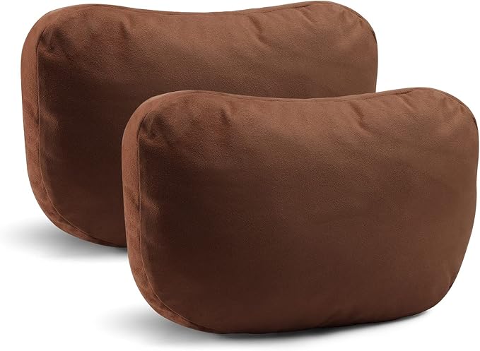 2Pcs Super Soft Car Headrest Pillow, with Adjustable Strap & Breathable Removable Cover, Balance Neck Pillow Designed to Relieve Neck Pain and Muscle Tension (Reddish Brown)