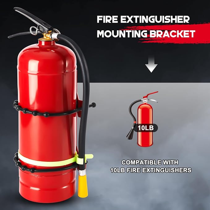 RattanView 2 Pcs Fire Extinguisher Mount Bracket Adjustable, Supports up to 10 lb, Heavy-Duty and Easy Installation, Ideal for Home, Truck, RV, Boat, Commercial Use, Secure and Durable Holder