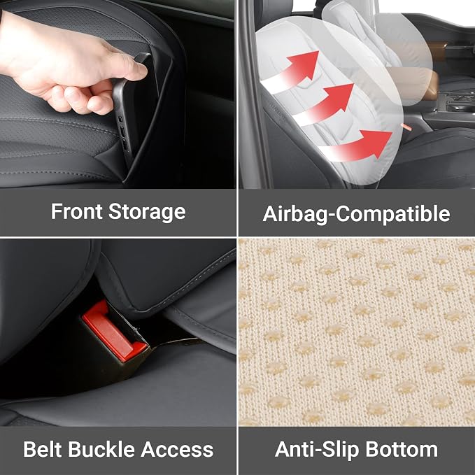 Coverland Custom Truck Car Seat Covers Full Set for [2014-2018 Chevy Silverado 1500 Crew Cab Bucket Seats] - Protector Water Resistant Leather Memory Form Seat Cushion [Full Set-Dark Gray]