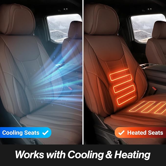 Coverland Custom Truck Car Seat Covers Front Seats for [2007-2013 GMC Sierra 1500 Crew, Extended Cab] - Protector Water Resistant Leather Memory Form Back Support Seat Cushion [Front-Dark Brown]