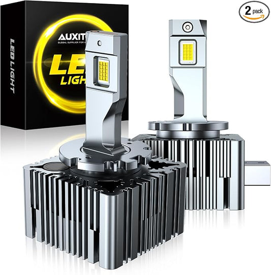 AUXITO D8S LED Light Bulbs - 30000LM 120W 6000K, 600% Brighter, Automotive Fog Light Replacement, 2-Pack