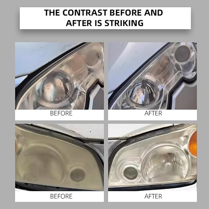 Headlight Restoration Kit, Removes Oxidation & Yellowing, UV Coating (10) | 180ml polish + 10ml ceramic coating, sponge & towel; for cars, trucks, SUVs, motorcycles; long-lasting UV protection
