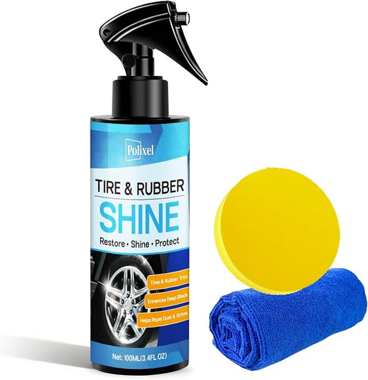 Deep Black Tire Shine Spray – Non-Greasy, No-Sling Tire Dressing Long-Lasting Hydrophobic & UV Protection Formula for Car, Truck, SUV & Motorcycle – 100ml/3.4oz