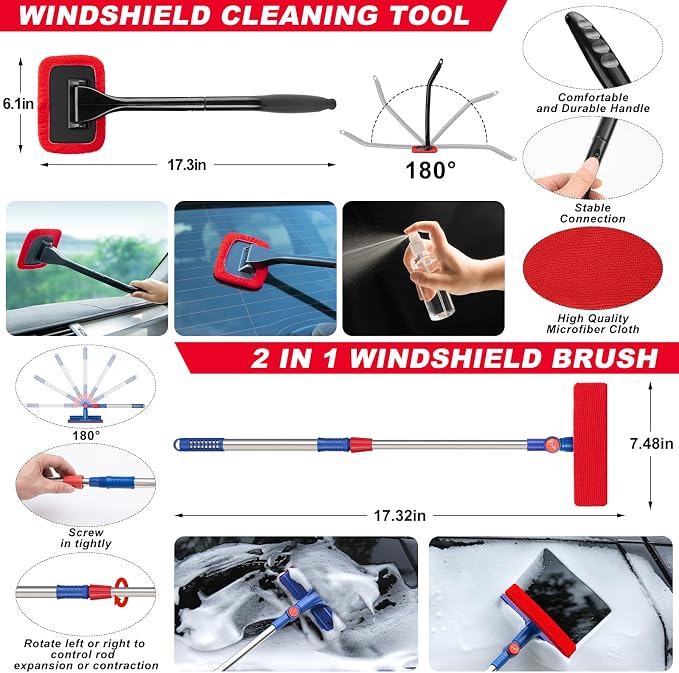 41Pcs Car Wash Cleaning Kit with High Power Handheld Vacuum Windshield Cleaning Tool Collapsible Bucket Detailing Brushes Tire Brush Towels Complete Detailing Set for Car