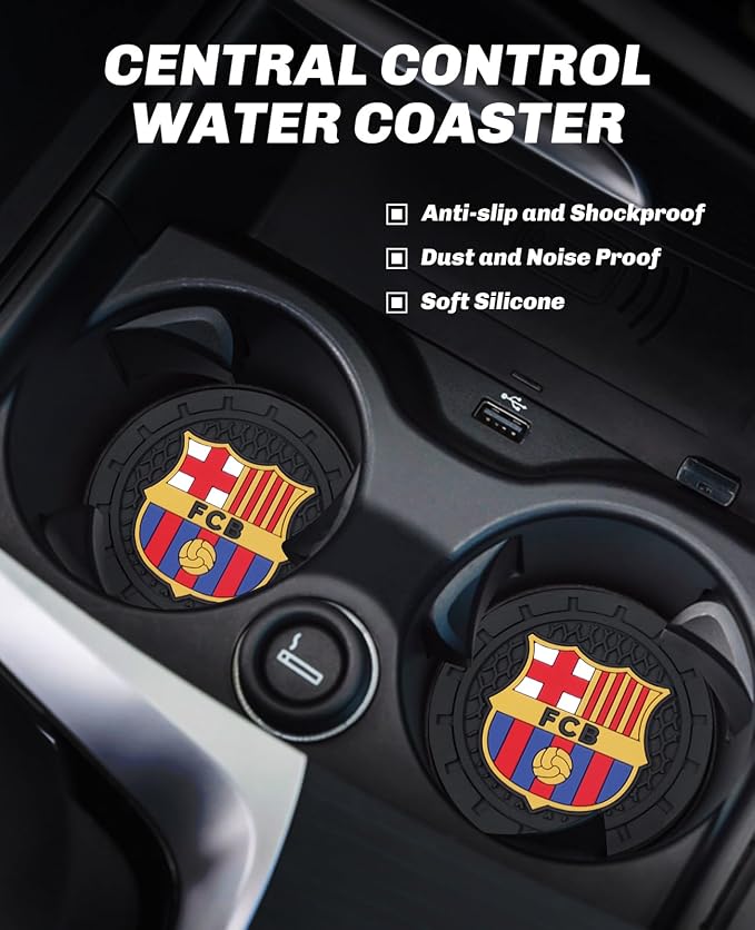 Cup Holder Insert Coaster for FC Barcelona UEFA UCL Fans,Anti Slip Car Cup Coaster Interior Accessories