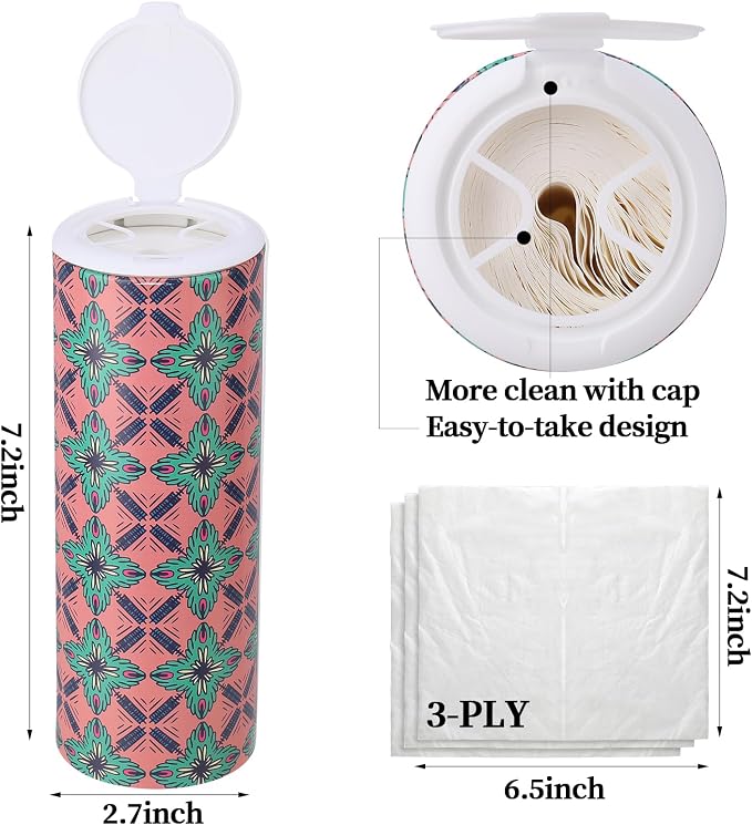 Carson Works Car Tissues Holder 4 Packs Round Car Tissues Cylinder Fit for Car Cup Holder, Home Small Tissue Dispenser with Facial Tissues for Travel Car Bathroom Office