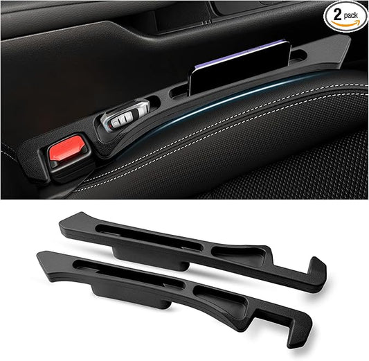 2PCS Deepened Car Seat Gap Filler Organizer,Multi-Function Car Gap Seat Filler with Dual Storage Slots & Bottom Charging Opening,No Drop Between Seats Cars Gaps Fillers Organizer