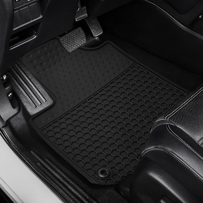 Car Floor Mats Custom Fit for 2020-2025 Toyota Highlander 7 Seats w/2nd Row Bench or Bucket Seats w/Center Console (No Hybrid) Black Rubber Auto Liner Mats All Weather Protection