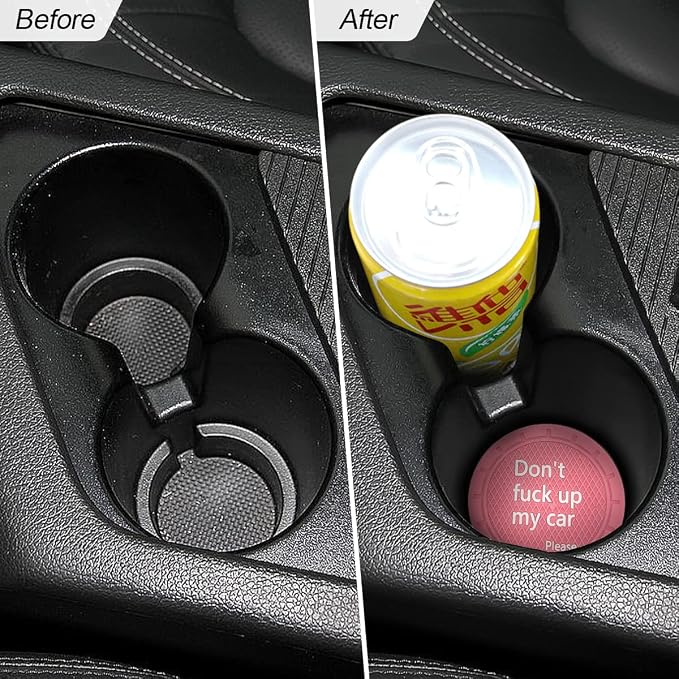 8sanlione 2 Pack Car Cup Holder Coasters, 2.75 Inch Non-Slip PVC Insert Cup Coaster, Anti-Scratch Auto Cup Mats for Women Men, Vehicle Interior Accessories Universal for Car, SUV, Truck (D Pink/2PCS)