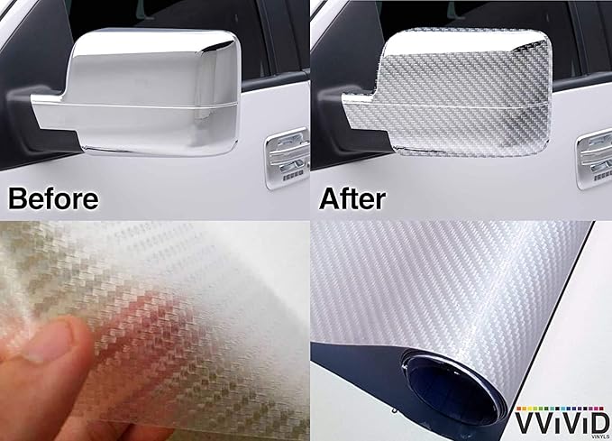 VViViD Clear Transparent Dry Carbon Fibre Vinyl Wrap Twill Weave Adhesive Film DIY Roll (15ft x 5ft)