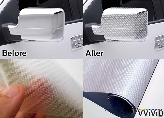 VViViD Clear Transparent Dry Carbon Fibre Vinyl Wrap Twill Weave Adhesive Film DIY Roll (1.5ft x 5ft)